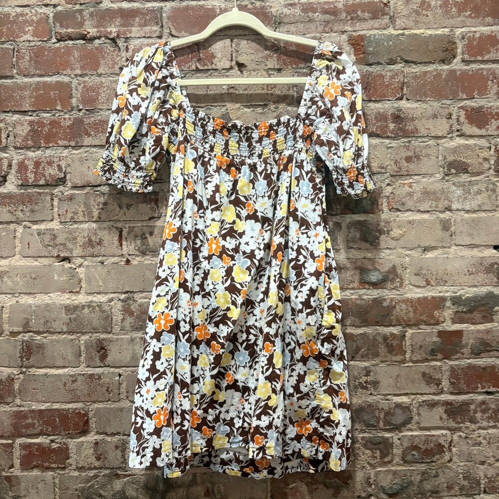 Tory Burch Brown Floral‎ Mini Dress Size Large - Picture 9 of 9